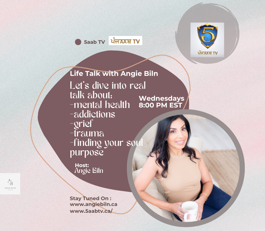 Purple Noise Gradient Woman's Podcast Instagram Post (1088 x 950 px) angie biln life coach headshot